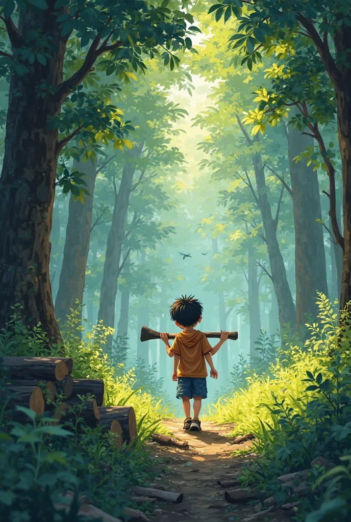 One peaceful morning, a boy named Kaito, About , is going into the forest to cut wood. On his shoulder was a small axe, he walked happily but was also a little tired.