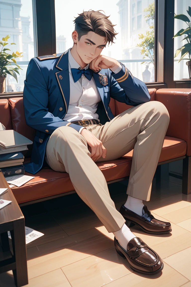 Best Picture Quality, tmasterpiece, Ultra high resolution handsome((((schoolboy)))), (mtu),(torn laundry:1.5),kneels on the ground,streaming tears,seminude ,Black boy panties ,White jacket,Big Black Bird Sky,golden hair,Half kneeling