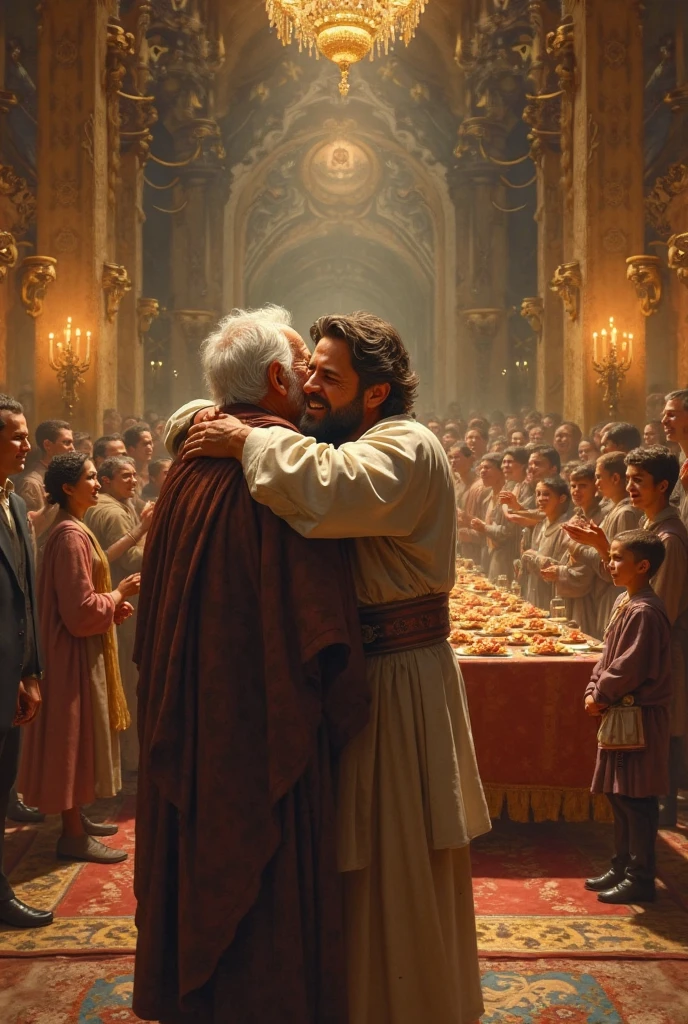 The father celebrates his return with a big party. Story of the Prodigal Son
