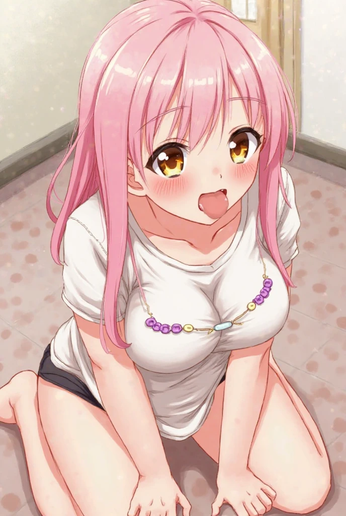 ((((masterpiece、Highest quality、High resolution)、anime)))、Pink Hair、Beautiful small breasts、(Dynamic pose)、looking at the camera、(Beautiful detailed face、Beautiful big eyes)、((One beautiful girl))、Good sensitivity、((Sexy pose))、((Embarrassed face))、Red cheeks、Spread your legs、(((High resolutionのフルヌード、High quality hairless pussy、High quality nipples、High resolutionなクリトリス)))、Wet your pussy with love juice and feel pleasure、(((Blushing with a bitchy expression)))