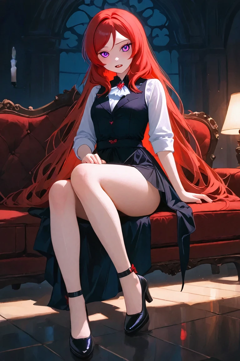 My name is Hikaru, I am a white test doll with long red hair and black eyes. I am 1.60 cm tall and weigh 56 kg. My breast sizes are 300 cm, my waist is 60 cm and my hips are 200 cm. Dressed in a long blue jacket and a garter belt along with a black thong. With big breasts 310 cm . Sitting in a desk chair  