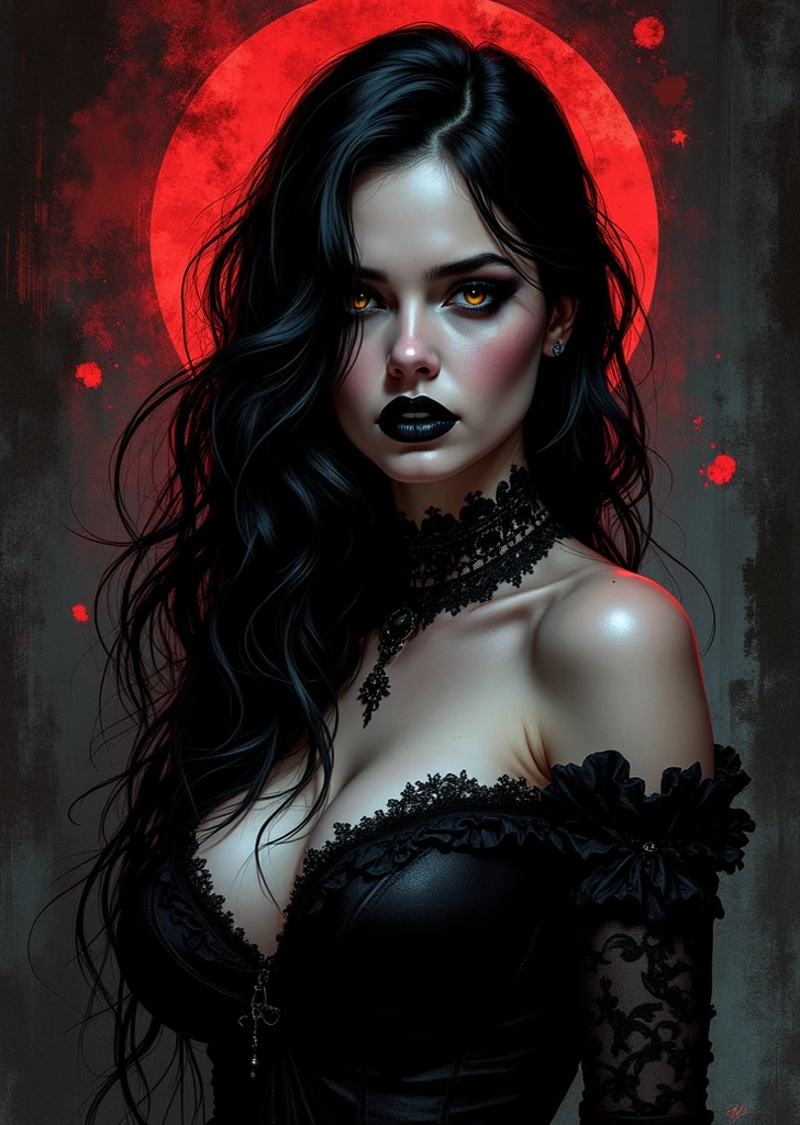 a close-up of a woman in a black dress holding a scythe, artistic style tom bagshaw, gothic fantasy art, gothic art style, gothic art, tom bagshaw's artistic style, artgerm e tom bagshaw, gothic maiden, earley, tom bagshaw style, Beautiful Necromancer, Not Anne Stokes style, goth girl