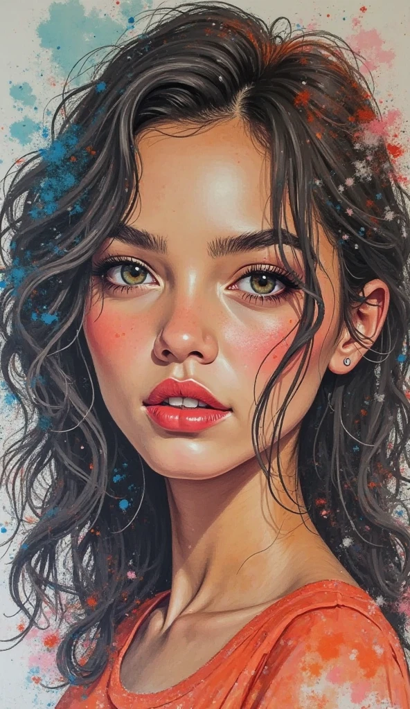 Contrast: Ensure the subject stands out (e.g., a light subject against a dark background or vice versa). Color Harmony: Use colors that don’t clash with the subject (e.g., analogous or complementary colors).Draw a picture on top of this thought. Picture beautiful woman full body