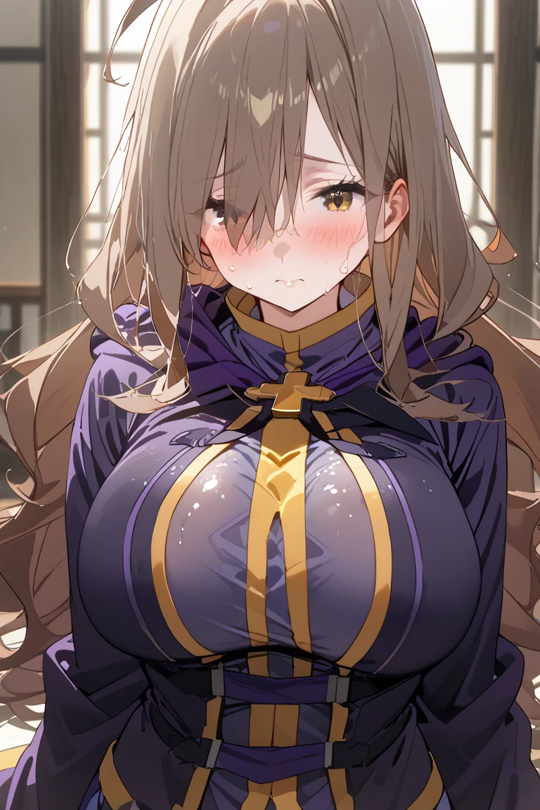 masterpiece, highest quality,break, Long Hair, Ahoge, Hair on one eye, big breasts,
Robe, Long sleeve,
One girl, Breasts pressed together,v Arms
,
(Voice of the Heart:1.2),(Sweat:1.2),(Take a deep breath:1.2),(On the bed:1),(vapor:1.2) ,(present:1.5), View your viewers
(moonlit room:1.1),(soft bed linen:1.1)