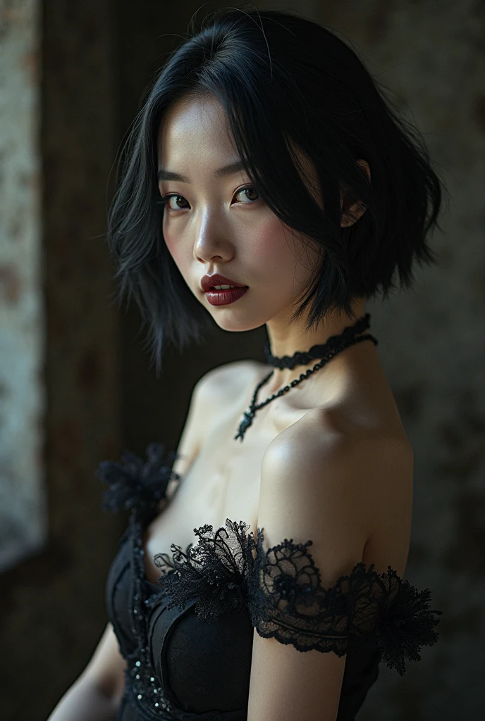 Nude slim thick asian goth