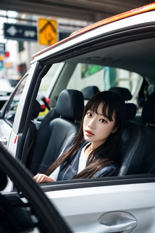 couple in a car image seen from the back seat

