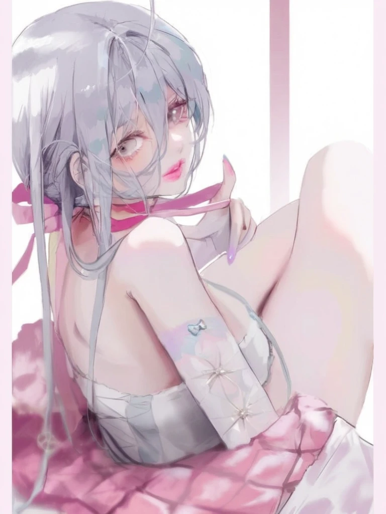 Supple posture、a beauty girl、long、nude、Deformed