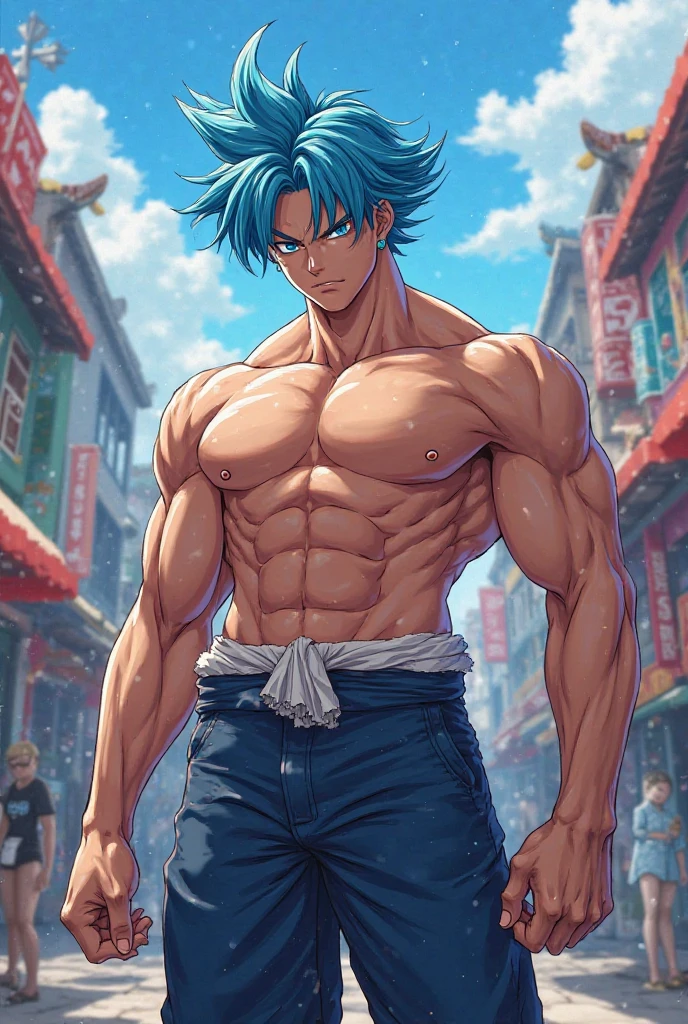 Goku with bulma shirtless Goku press bulmas boobs