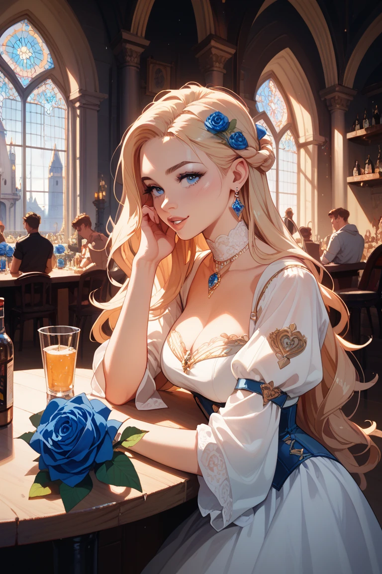 Bar & Breakfast Dasmeer、I want you to put blue roses in the castle at night、Put in the silhouette of a woman with long hair