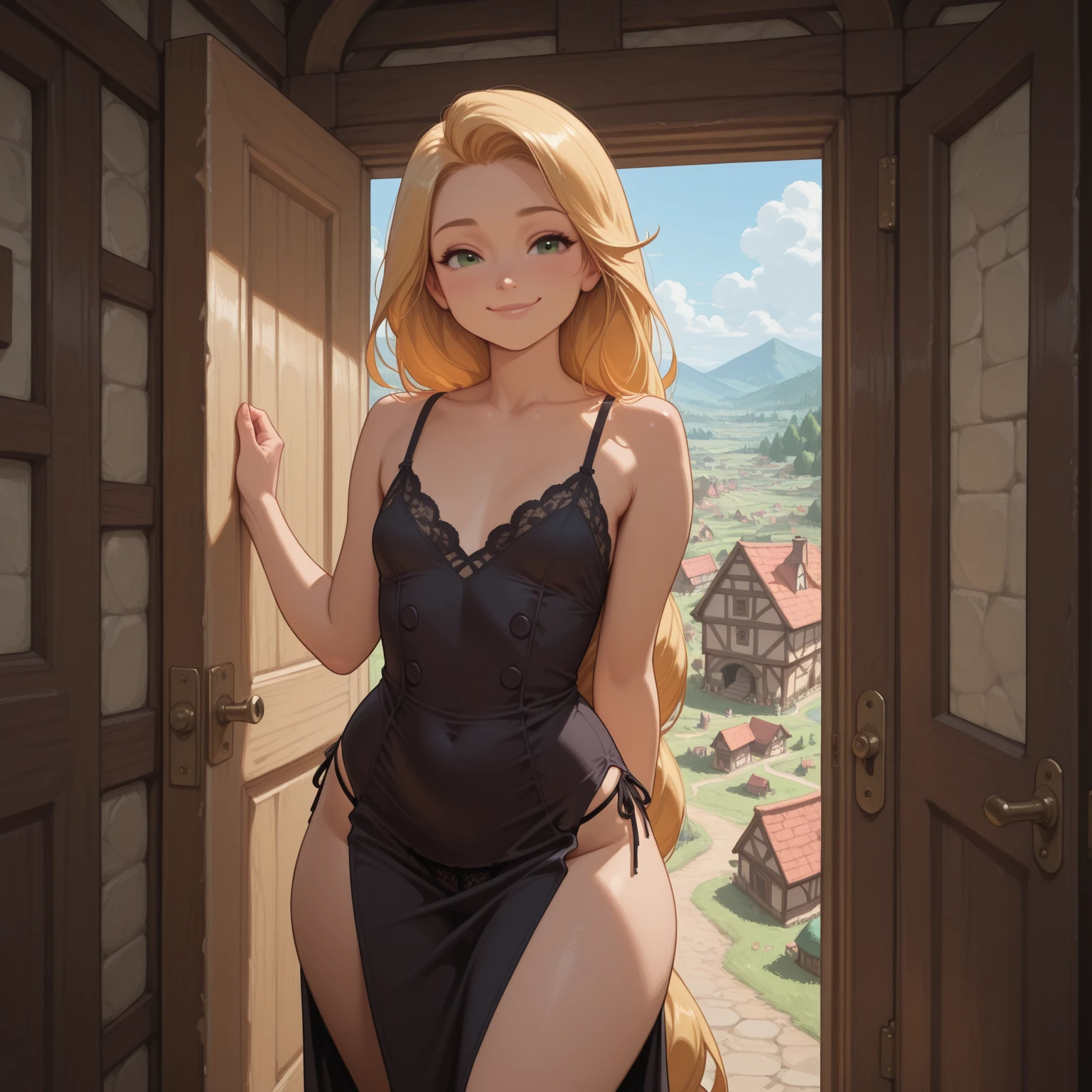 NSFW,(pale illustration,anime illustrations:1.2),(masterpiece, highest quality, so beautiful, Super detailed),textured skin, high details,8k,gleaming skin,pale outline
(hachimiya meguru, idolmaster:1.2),gold hair,
1 girl,middle breasts,shorty,happy smile,
nude,loafers,standing,
full body,from front,white and clean bedroom
