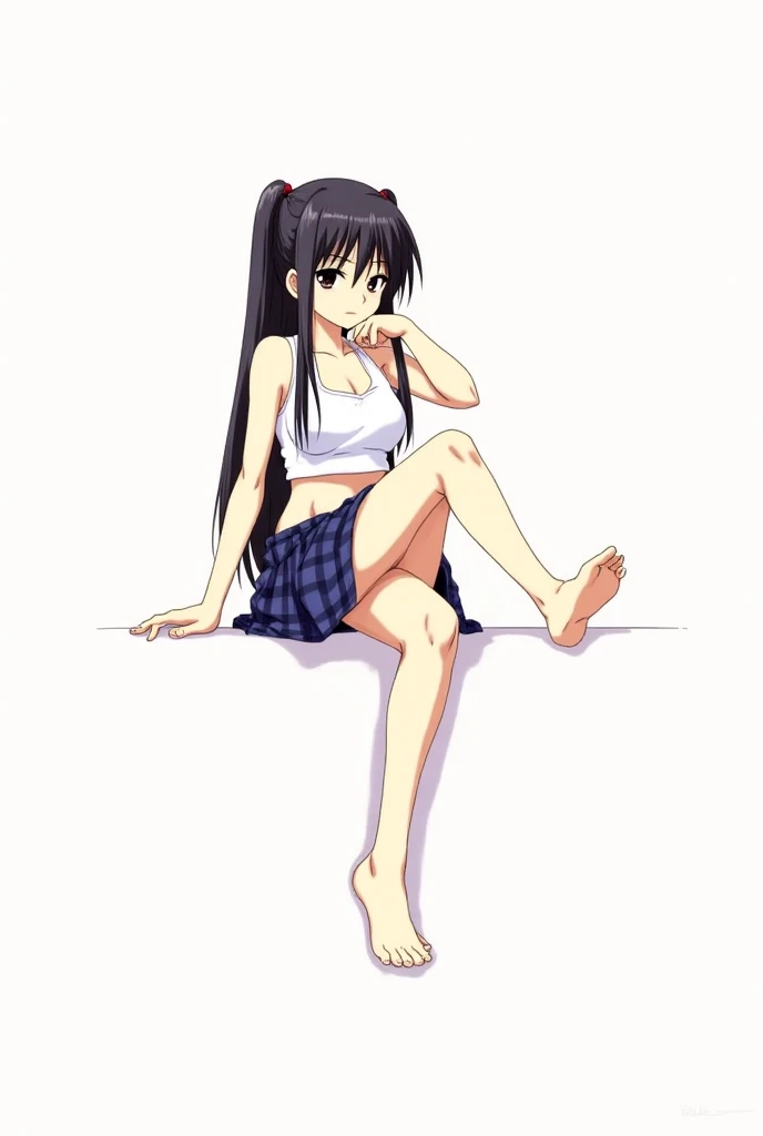 Mizushima Asa, who has big breasts and beautiful legs, is wearing a miniskirt uniform and her light blue and blue striped panties are visible. She is sitting on a chair with her legs spread wide and smiling.。