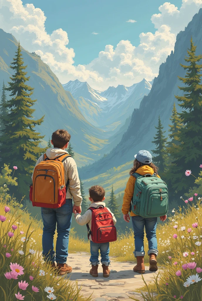 Create a realistic image for me based on this text:  This year , the students of 4.th of Primary they are organizing an exciting trip with their class. They will visit several interesting places, learn new things and solve a lot of challenges along the way.

But before starting this adventure, they need to show that they are ready for everything that awaits them.  For that , they will have to help with the preparations: count tickets, organize suitcases, read maps, calculate times and solve everyday situations