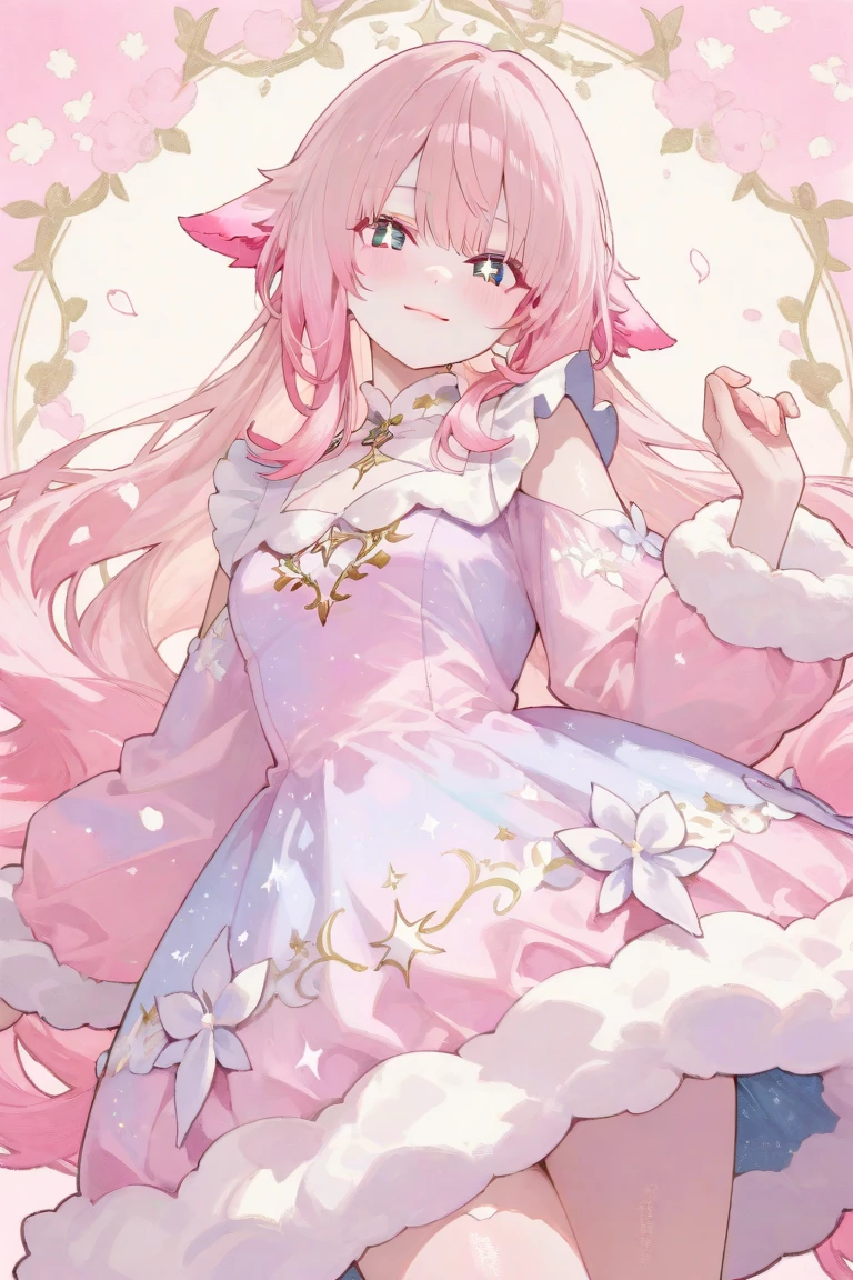 Una pegatina con un borde recortado blanco sobre un fondo neutro de cuerpo completo. En el estilo de anime kawaii una elfa desgarbada y delgada, vestido con armadura de acero ligero, Llevar grande , Orejas muy grandes y puntiagudas, Cabello largo y lacio, con ojos muy expresivos.