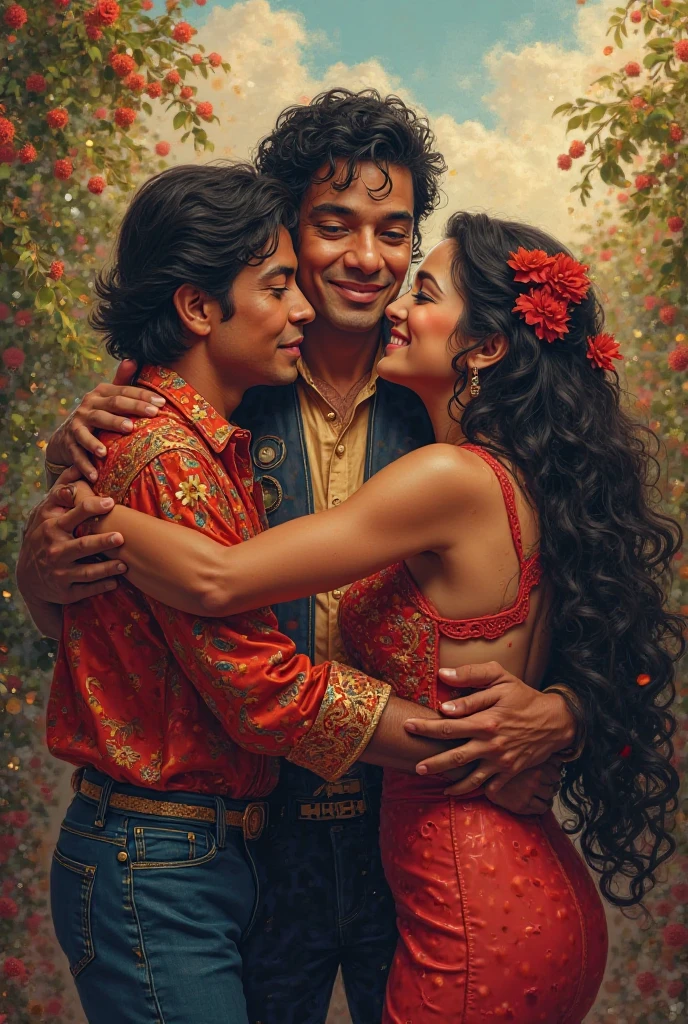 generates images where Vicente Fernández is, Michael Jackson, Selena Quintanilla, john gabriel, Luis Miguel and Freddie Mercury hugging