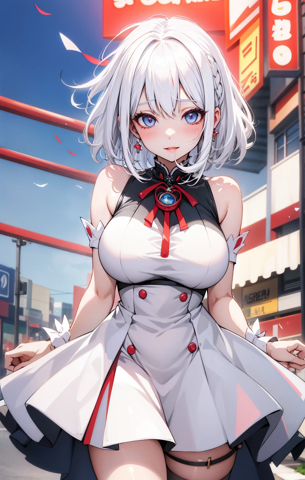 Ultra-high resolution, 8k,high quality,(((Cute tops,Martial Artist,Frills))),(Retrospective angle,Cunning Hand),(、glowing、iridescent light,soft shadow,Anime Painting,thin line drawing),One Little Woman,(((giga breasts,))),