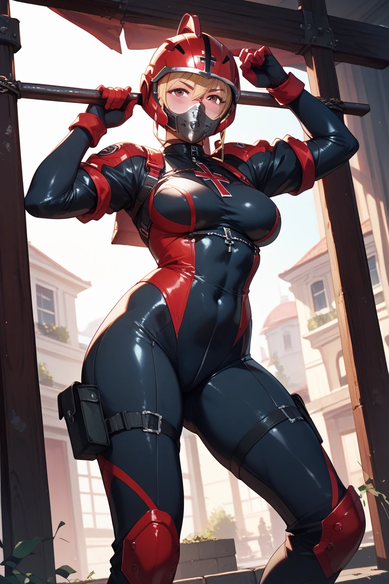 (best quality,4k,8k,highres,masterpiece:1.2),ultra-detailed, (((mulher))), (((melhor qualidade))), (((obra prima))), (((adulto))), (((1girl))), ((( corte de cabelo bob ))), Uma gladiadora cyberpunk mulher de 25 anos com corpo perfeito, shoulder pads with metal spines, Gladiadores do Brooklyn, (( corte de cabelo bob )), tiny leather panties, camiseta de time de rugby rasgada, quase nua no estilo selvagem urbano de Simon Bisley para a capa da revista Heavy Metal, Cabelo loiro curto, Minimum clothing, Metal protection on the left arm with intricate graphics, Dark red with white stars and blue and white striped pattern, armadura, cheio de pontas e rebites, tatuagem de veneno (((do joelho pra cima))), cabelos loiro branco curto, no fundo uma parede pintada por Shepard Fairey com um design intrincado, HDR, 8k, absurdres, cinestill 800, sharp focus, add_detail:3 (solo woman) anime, wideshot, widescreen, focus on subject