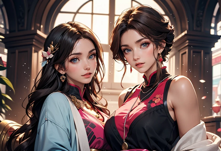   Cute old girls  , height: about 160cm,  brown eyes,  bright and beautifully colored clothes ,  long straight black hair , masterpiece, 最 High Quality , 超 High Quality ,  High Quality ,  vodel dbz, ultla vodel dbz,   It's ridiculous, 4k, 8K, 16K,  More details,  Complicated Details,  amazing shading,  high contrast ,  realistic, photo  realistic, RAW de 8K ,  de 8K ,  super accurate illustration ,  Move,   complete ??????? ,   Correct ???????  ,   perfect proportions ,  perfect face ,  perfect hand ,   perfect legs , Perfect Buds