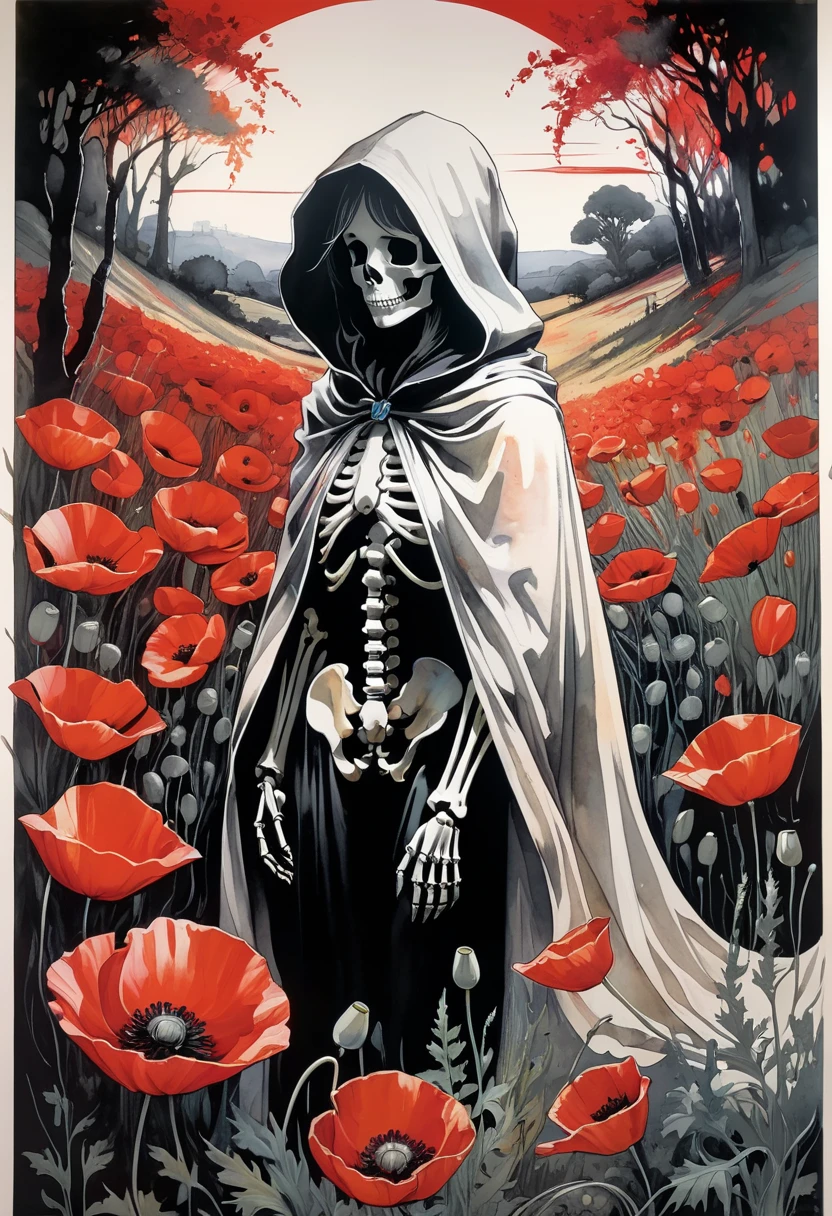 ((Лучшее качество)), ((шедевр)), (подробный), A skeleton in a poncho