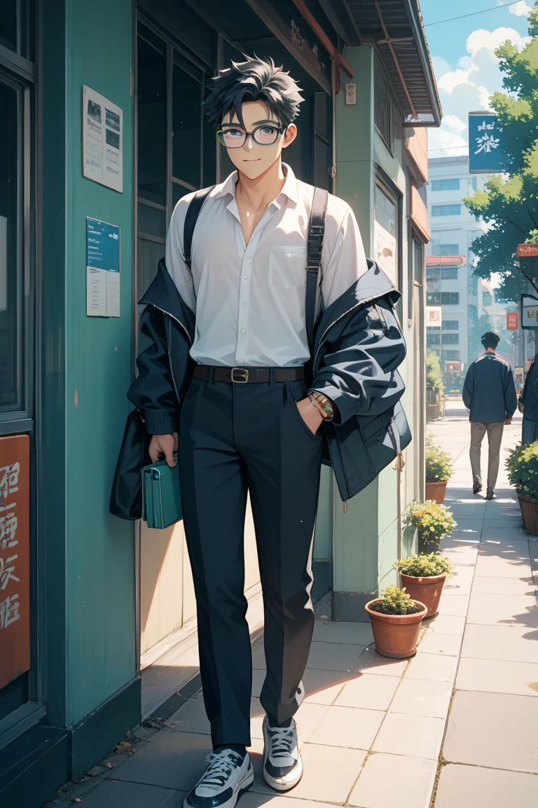 A boy stop , anime look and hensam , smart, photo pooj background chit
