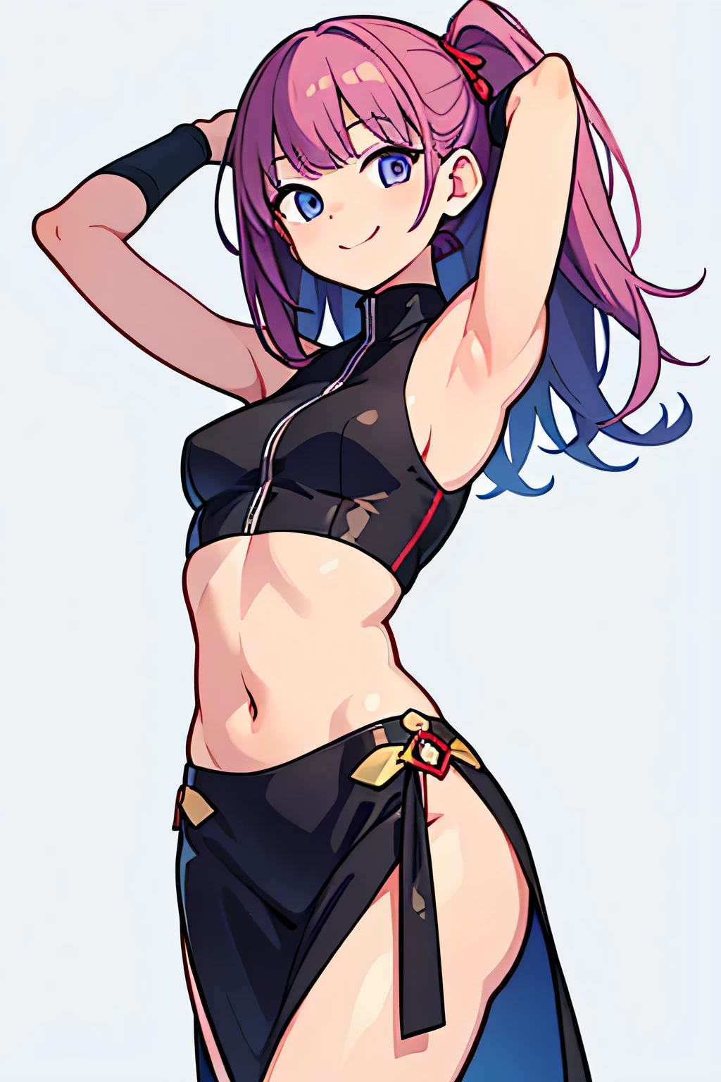 Anime girl with purple hair and blue leotard poses for photo, Violet Leotard, Ecchi anime style, Seductive Anime Boy, He has purple hair, anime moe art style, highleg leotard, vector shaded anime, In anime style, Boy in Leotard, (anime boy)
