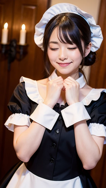 ((Highest quality)), ((masterpiece)), (detailed), Maid服,maid outfit,Maidカフェの制服,Costume Play,Cosplay,Maid,Costume,2peopleの女の子,2peopleの女の子,2people,20-year-old,美people,Beautiful face,Cute face,Big Breasts,Emphasize the chest,Laughing with mouth open and teeth showing,On all fours,On the bed,whole body,Realistic and natural look,looking at the camera,all fours