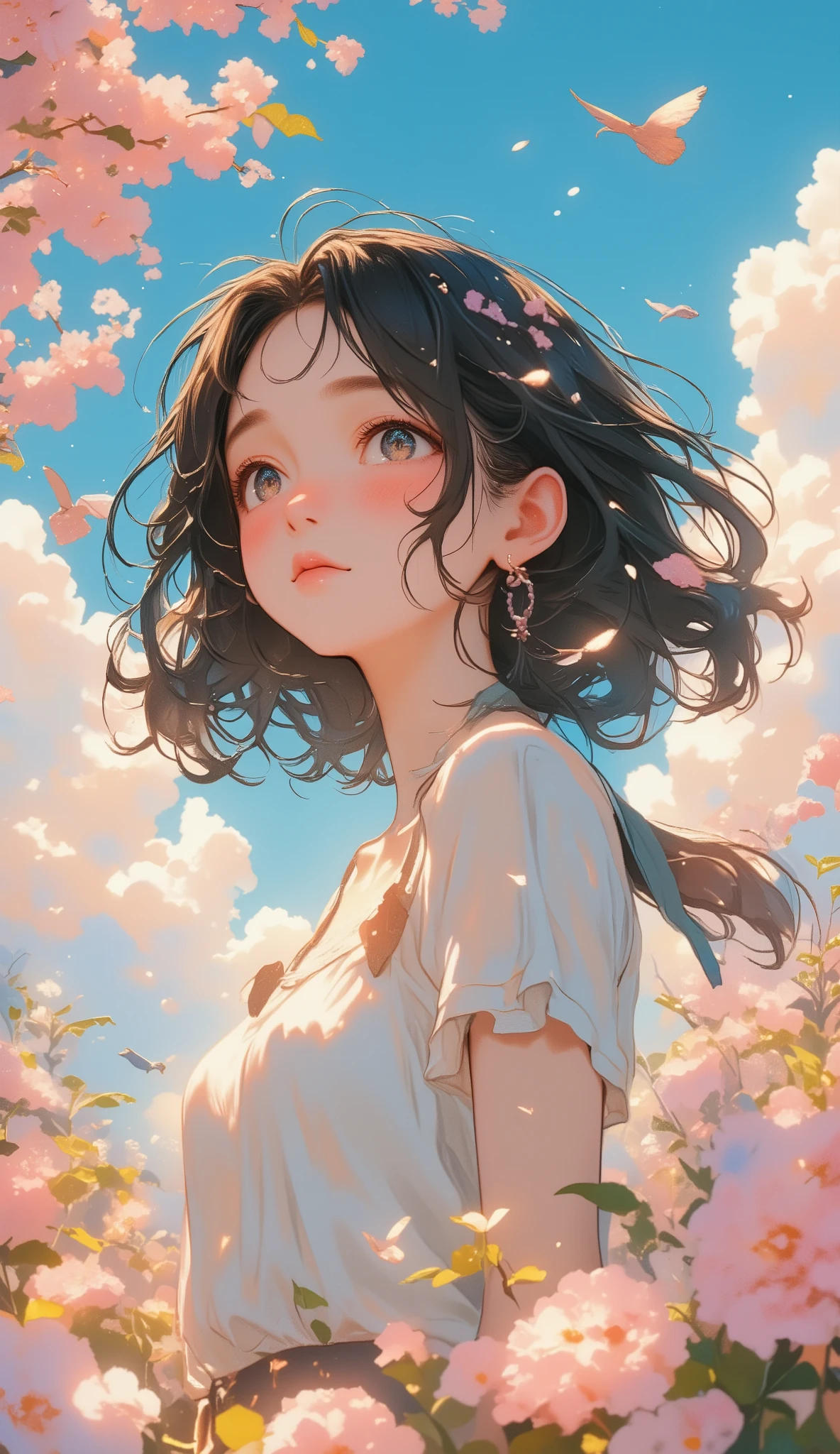 (((vaporwave))), (((( masterpiece)))), (((( top quality)))), high resolution,fine grain, Detailed Faces, 非常にDetailed Facesの描写, ただ図む少女の遠景