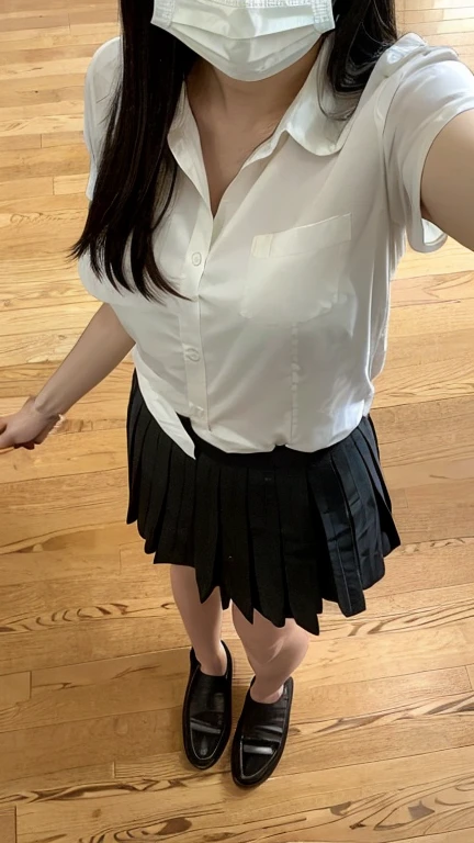 Highest quality、Ultra-high resolution、Professional Lighting、Detailed Background、In the classroom、full body,Kobeni-chan、A sloppy smile、25-year-old woman、beautiful girl、(Kobeni-chan、Jet black hair, Black Hair, bangs, One-sided hair,)、(Red Hair Clip:1.1)、(White sleeveless shirt:1.2)+(Black tie:1.2)+(Grey pleated skirt:1.2)、(Huge breasts that look like they might burst:1.2)、(Big thighs:1.1)、Troubled face、Confused Eyes、Raise your arms to show your sides、