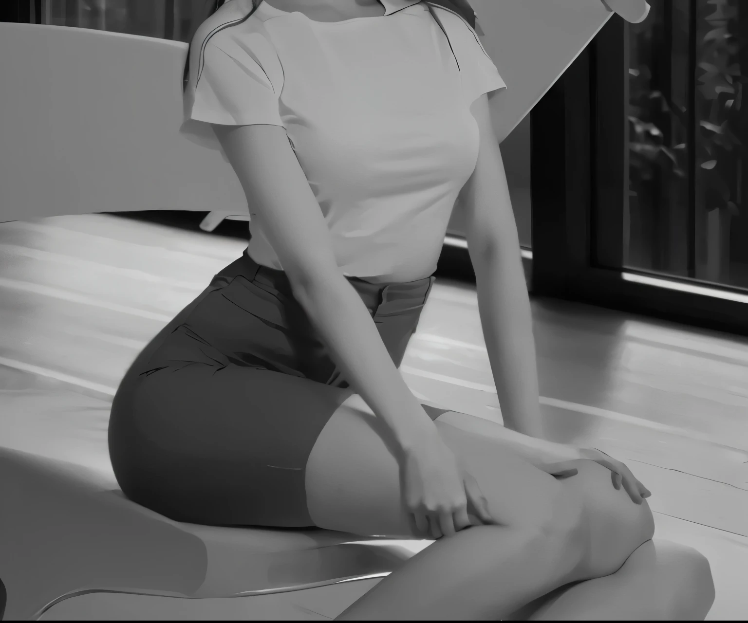 blue clothing、Cuffed、fetters、tits out、A dark-haired、a picture、top-quality、highest details