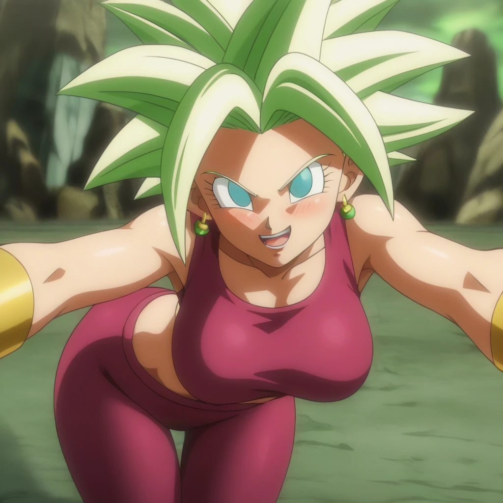 fountain_cheered up, score_9, score_8_above, score_7_above, cheered up screencap,
kefladb, 1 girl, Alone, looking at the viewer, smile, open mouth, blushing, blue eyes, belly button, potara earrings, muscular, ABS, spiky hair, Aura, saboveer saiyan, blonde eyebrows, blurred background, clavicle, eyebrows, green sky, no paboveils, shadow, standing, toned, v-shaped eyebrows, nude, tits, medium breasts, Showing the ass, from behind, tight bare ass, vagina, pubic hair vagina