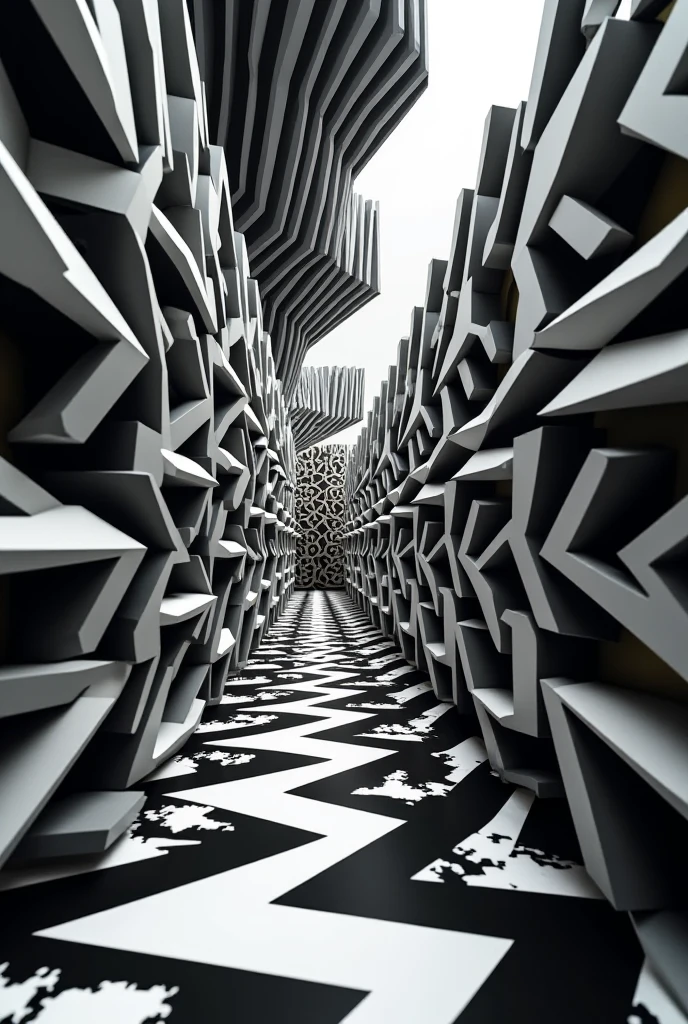 Monochrome abstraction: A minimalist interpretation of the world, where black and white lines and shapes invite reflection and contemplation