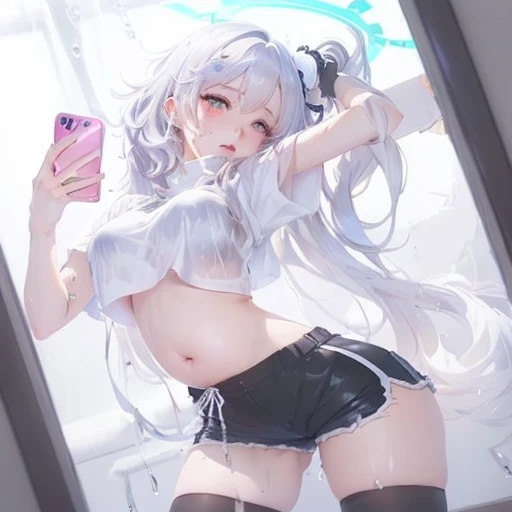 1girl in、As-、Cute underwear、Detailed Lace Lingerie、FULL BODYSHOT、(long silver twintails)、、backshots、from the rear、Drenched、(all-fours)、ideal small butt、Ergonomically suitable、(Light red glossy lingerie)、20yr old、In front of the mirror in the bathroom、holding a toothbrush in mouth、Brushing your teeth
