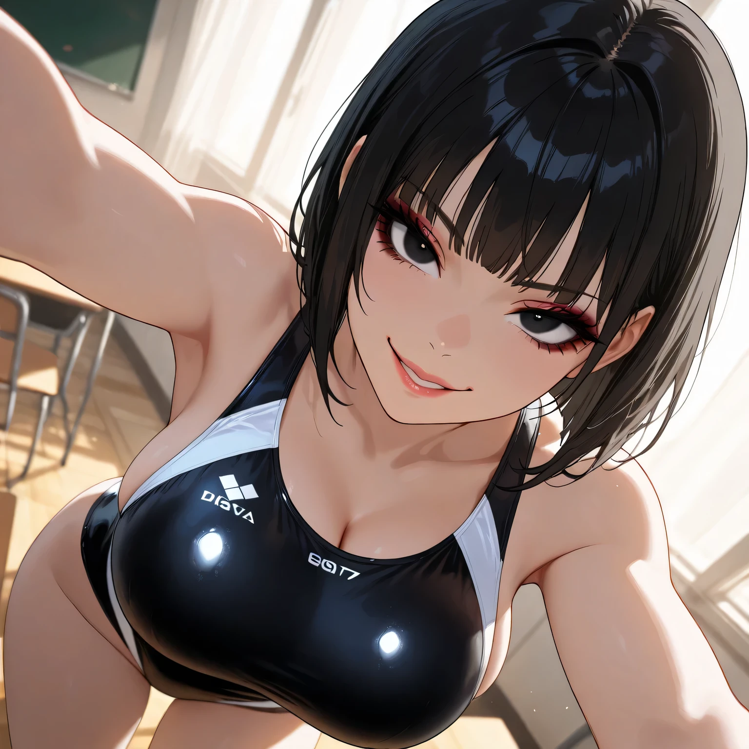 8K, Super detail, ccurate, Best quality, Masterpiece, Super detail, High details, High quality, Best quality, A high resolution ,facial closeups,1girll,Details of the face,Very wide open mouth,Expose out the tongue,Put your hand to your mouth,Flushed complexion,facing to audience,Bottom-up perspective