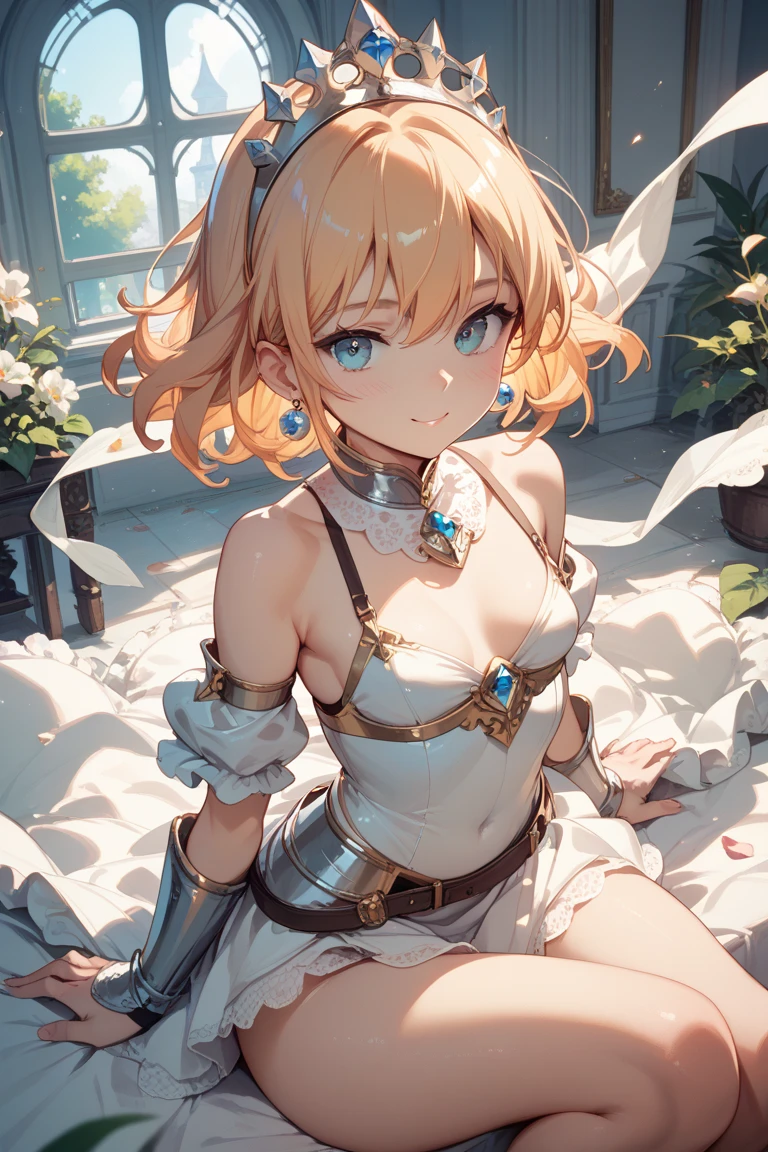 Sailor Uranus,One girl,Blonde,blue choker,Earrings,gloves,jewelry,Magical girl,plant,Sailor Uranus,Sailor Uranus,short hair,alone,star choker,tiara,((ベリーshort hair:1.8)),white gloves,masterpiece、Highest quality、High resolution、High-quality images、8K, 1 female、((Skin luster:1.3))、Skin Texture、Expression of fine eyes, realism, detailed manga style, Manga art style, Perfect Line Drawing, Beautiful line art, digital manga art girl, clear, charm, ((naked,:1.2)), (Showing nipples), ((squat:1.3)), ((spread legs:1.3)), Put your hands together above your head, Dutch Angle, Anatomically correct