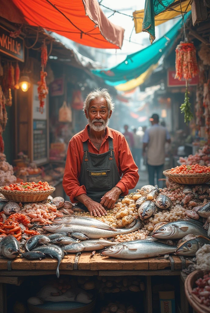 মেচি বাজারে মাছ বিক্রি করতেছে 