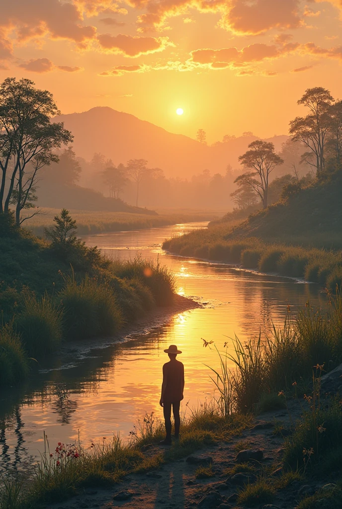 নদীর ধারে বিকেলের ছবি