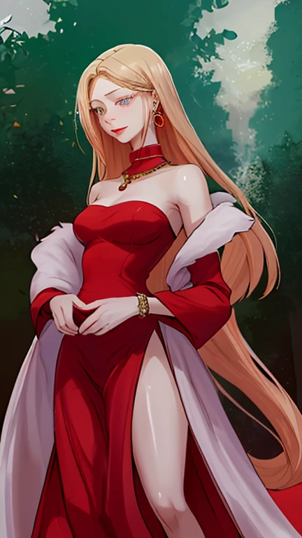 (solo), centered, Ultra-detailed, vibrant colors, (lonesome cold winter night forest background), darkness, pine forest, silk curtains, falling petals, arrogant 1girl, mature female, queen mother, very mean, cruel, wicked (laugh), large breasts, cleavage, tall, big ass, slim thick, small waist, (pink silk dress), ribbon, handbag, purse, long top knot hair, luxurious jewelries, expensive necklaces, pearls, pendants, bracelets, earrings, (crown), (red glowing eyes), (looking down at viewer), Photorealistic, (from below), (depth of field), cinematic lighting, close-up, masterpiece, (anatomically correct)