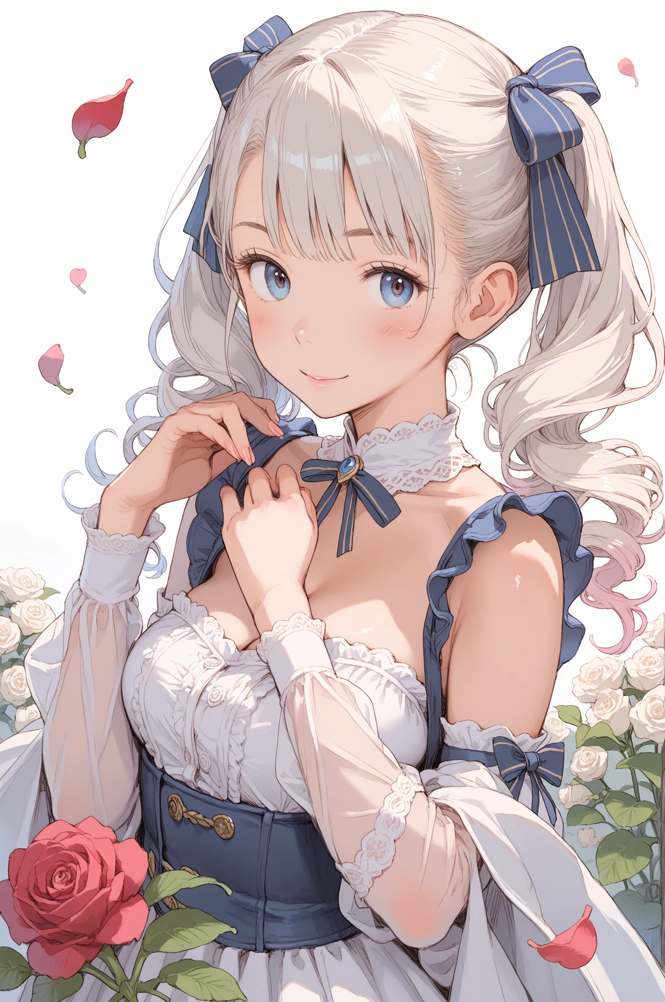 maid clothes、独奏、Smiling face、Very delicate、in a house、Luxury home with chandelier、A light、Strong shading、Focus on girls、Put your hands on the table、large full breasts