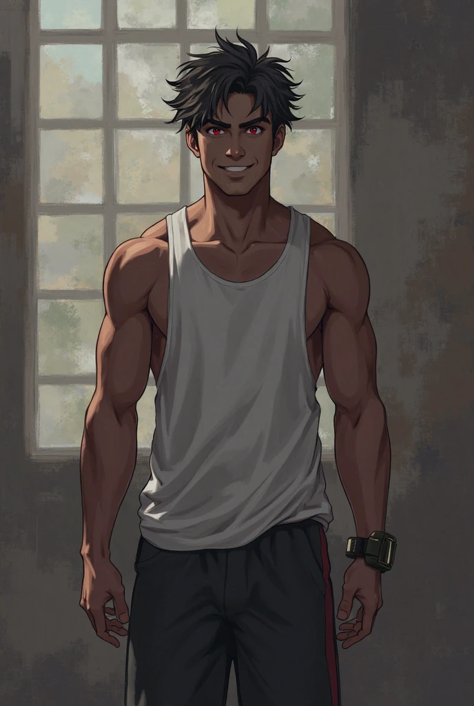 man, thick eyebrows, handsome, short hair, fox ears, injured, body 