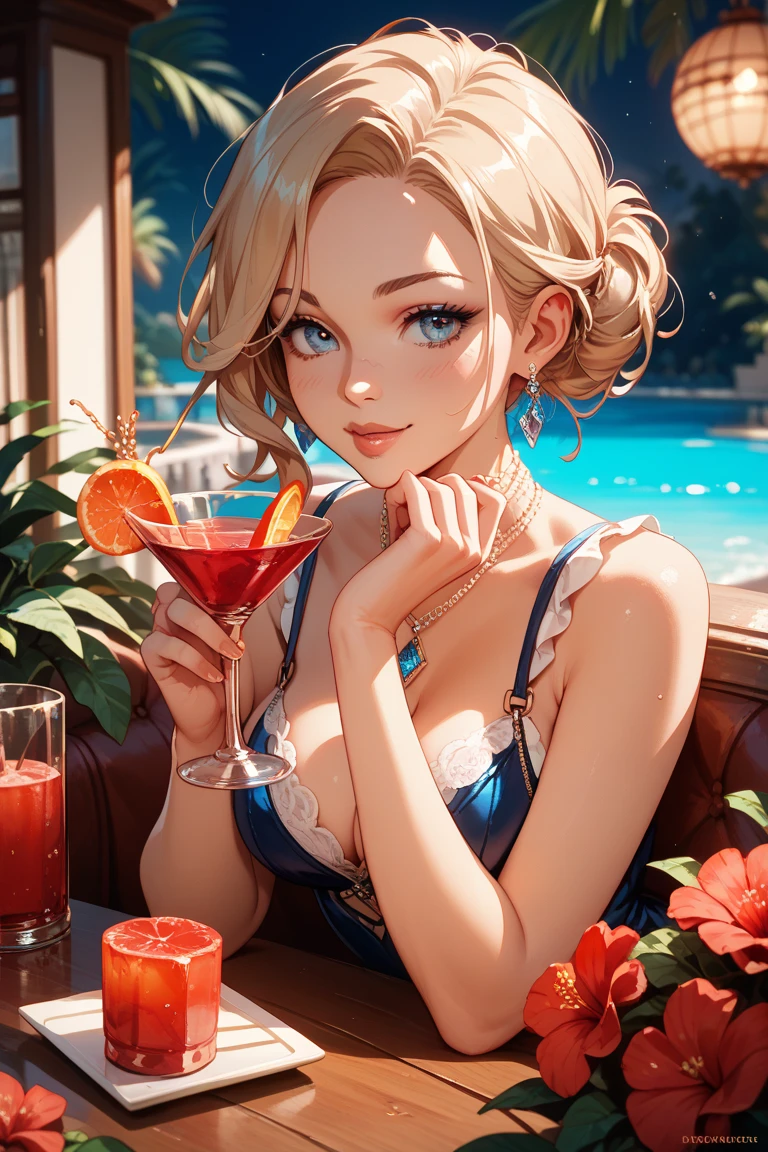 beautiful background and red cocktail glass