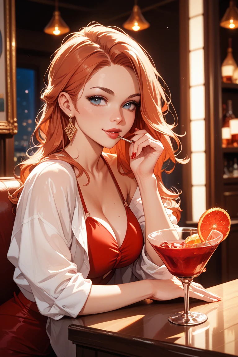 beautiful background and red cocktail glass