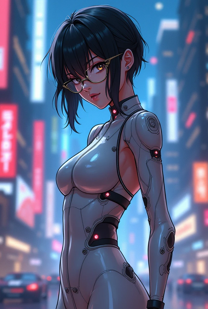 Create an anime character (alto, de bone, e oculos)