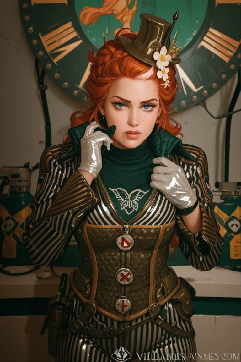 Vilainess,corporate mascotte,Auntie Cleo`s,white  suit,medic