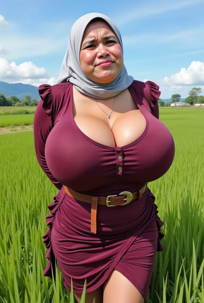 Open Mouth (TONGUE), (TONGUE), (TONGUE), SAGGY GIGANTIC BREASTS (HIJAB) (Aunt Kalsom Malaysia Milf) is 79 years old, fat, naked and running in the forest (Tongue)