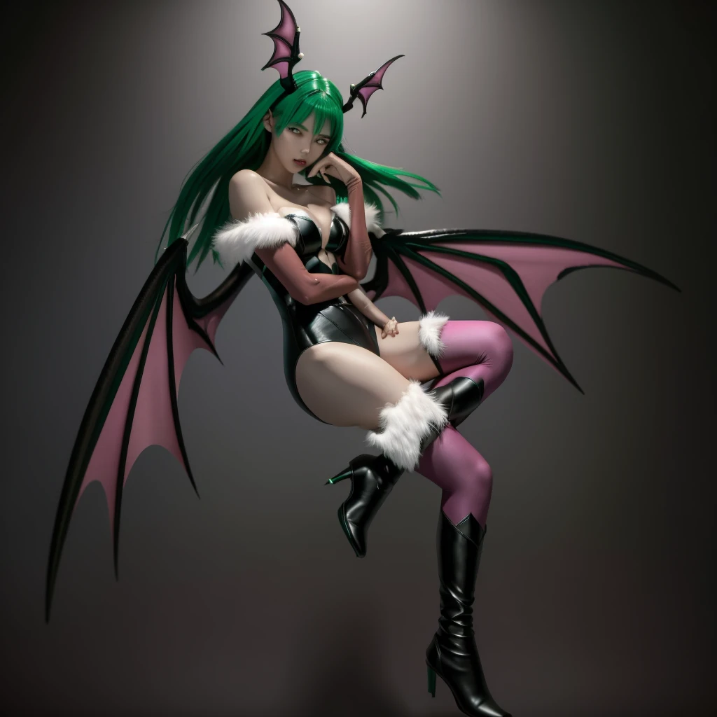 best quality, masterpeace, 1girl, flying on a street, sunny day, large breast,morrigan_aensland_aiwaifu,green_eyes,green_hair,breasts,bangs,demon_girl,head_wings,long_hair,wings,animal_print,pantyhose,bat_print,bat_wings,print_legwear,bridal_gauntlets,leotard,bare_shoulders,cleavage,large_breasts,black_wings,orange_gloves,thong_leotard,black_footwear,bat print,clothing_cutout,purple_wings,heart_cutout,low_wings,black_leotard,bat,highleg_leotard,purple_legwear,highleg,demon_wings,feather_trim,gloves,koakuma,cutout_above_navel,thighs,collarbone,