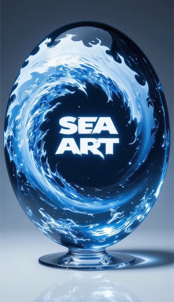 is a blue and white color like a swirl of water、The。 The overall exterior is modern and dynamic、that make you feel movement and fluidity。 blue gradation of the SeaArt logo、as if water is alive、smoothly changing from dark to light。 The background is transparent, and the 、The logo itself, which gives depth to the design, stands out。（（「SeaArt」
Includes design-like characters：2.0））