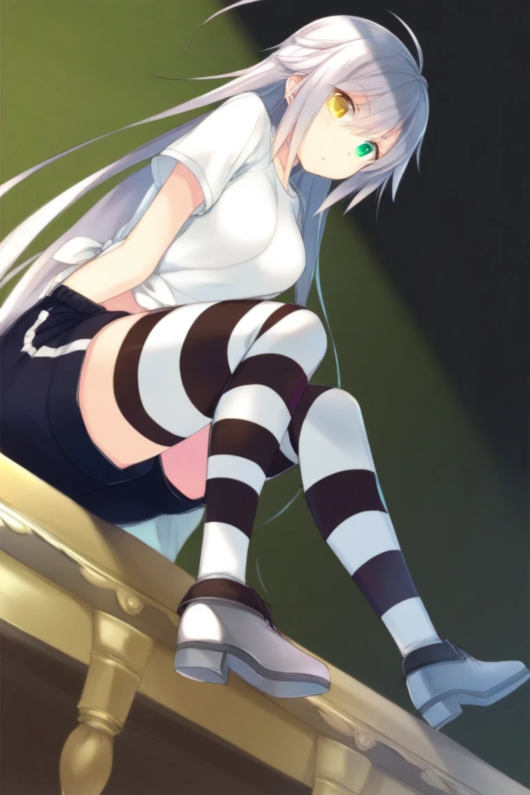 nsfw , Yashiro Kasumi , (((highres official art))) , (((1girl))) , white hair , blue eyes , long hair , twintails , fake rabbit ears , blush , shy , squatting girl, spread legs, after sex, pussy, cum drip, cum in pussy, sweat, outdoor,