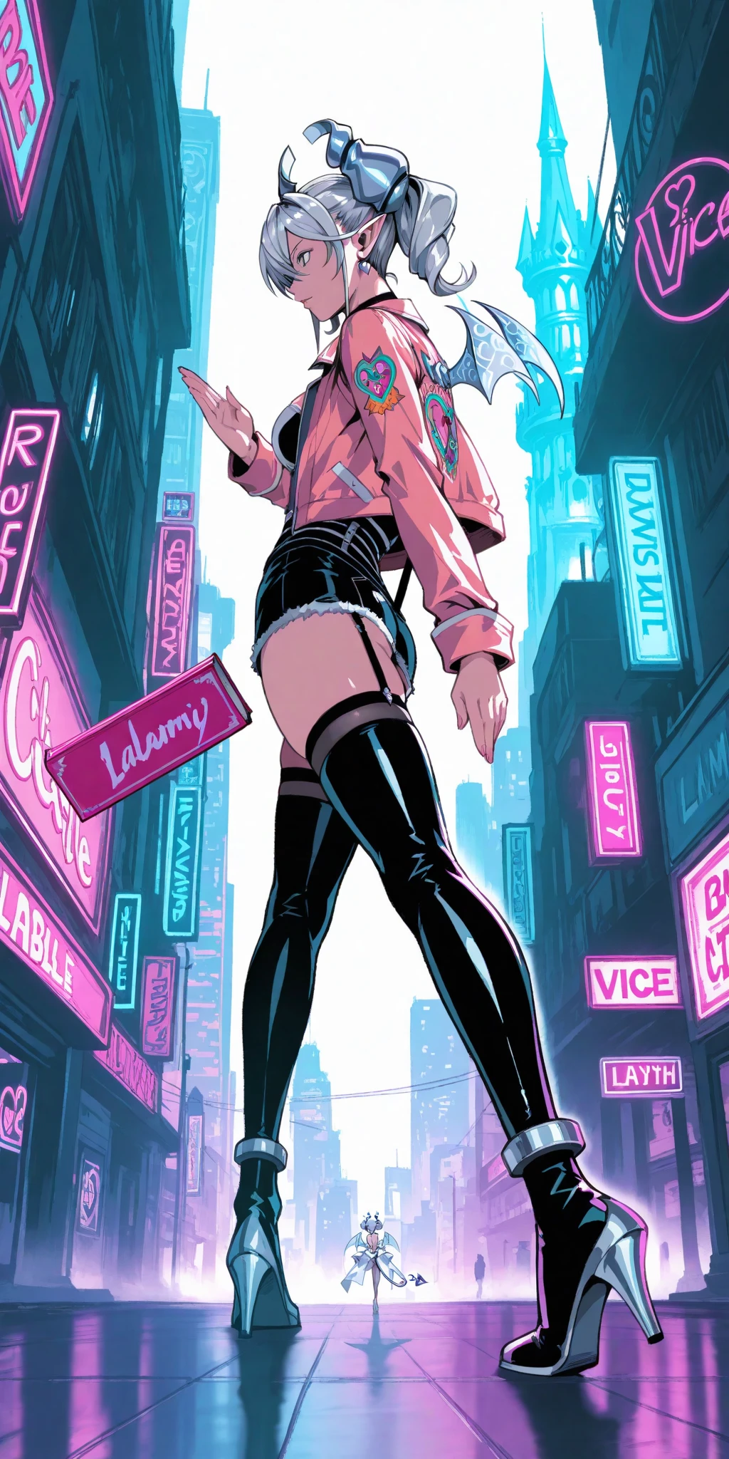 uma pintura digital da spider gwen utilizando touca e mascara, References to classic comic book malvel, spider verse, outfit Long Hair, arte cyberpunk de Josan Gonzalez, vencedora do concurso behance, afrofuturismo, synthwave, neon, neon brilhante,coxas grossas, cintura fina, sensual, nsfw, pouca roupa, arte erotica, anime, roupas rasgada de batalha, extremamente sexualizada, corpo suado, NSFW, seios grandes, bunda grande, HD, 8k, Alta qualidade, detalhes, corpo perfeito, destaque o corpo, detalhe no rosto perfeito, Detail in the background