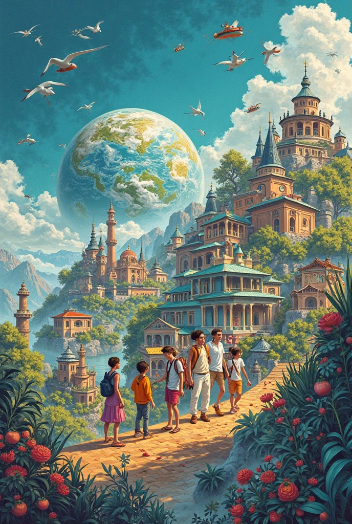 Can you create an illustration that helps to understand the. Theme of the course which is around the world.