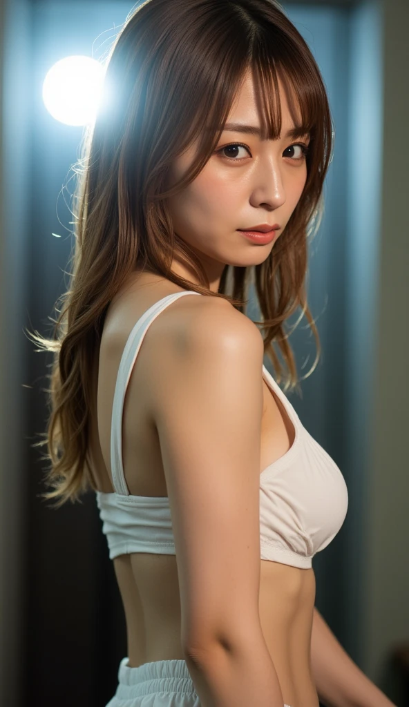 (In 8K、RAW Photos、Highest quality、Realistic、Realistic、Professional Lighting、masterpiece、Very delicate and beautiful、Very detailed、finely、Very detailedな、High resolution、Full Shot)、software、1 girl、Beautiful woman(Woman 1)、Tie your hands behind your back、bondage、She is wearing yellow panties.、Beautiful Face:1.5、Slim figure、Big Breasts、Wide Hips、She is tied up with a thin rope、She is standing、Looking at the audience、