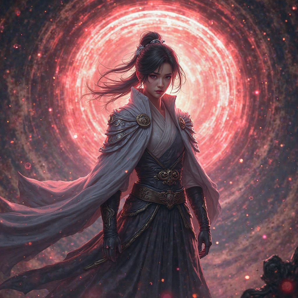 créer un cadre rond, photo avec deux solo levelig Sung Jin-Woo autour avec un portail rouge le plus beau au monde